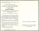 Lucia van Calster (overl. 19-04-1957)